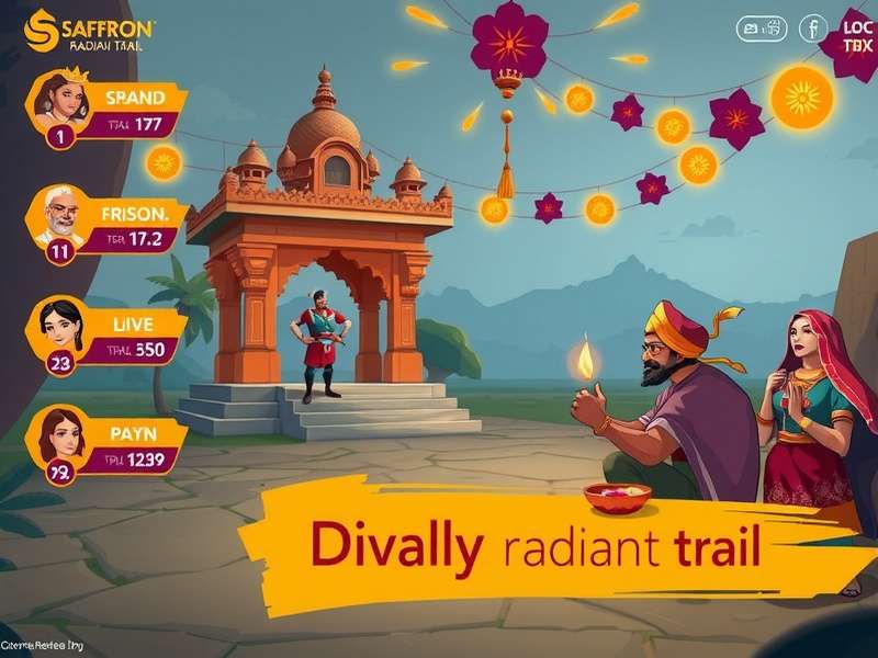 Saffron Radiant Trail festival event showcasing Diwali celebration in-game